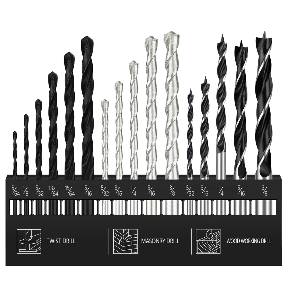 Mix-and-Match Twist Drill Set Woodworking & Metal Carbide Drill Bits Concrete Hand Drill Hole Saws