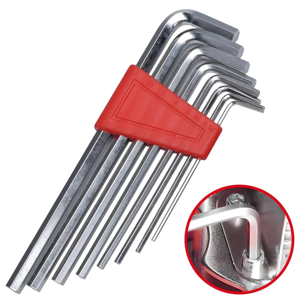 8PCS Allen Key Set (Metric + Imperial) – Compact L-Shaped Hex Wrenches, Short Arm Tools for Home, Bike & Auto Repair
