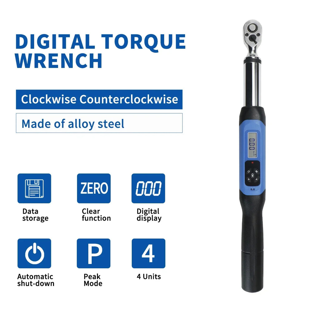1/2 Inch Drive Digital Torque Wrench High Accuracy Electronic Ratchet Wrench Automotive Maintenance Precision Measuring Tool