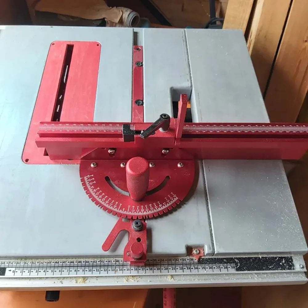 Table Saw Miter Gauge Miter Bar for 3/4 x 3/8 Inches, with Adjustable Flip Stop and Fence For Woodworking Crosscut, Miter Cut