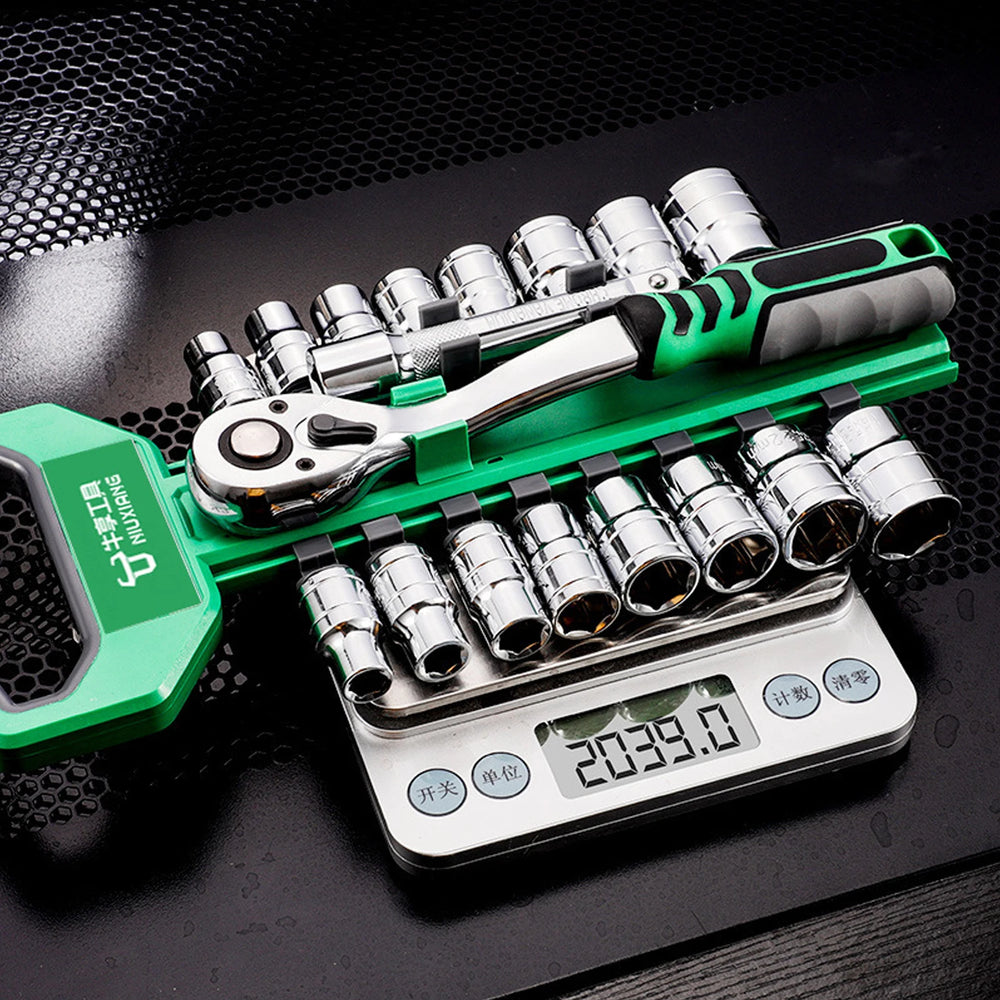 Ratchet Socket Wrench Set, Mechanic Tool Kit and Sockets Set with Quick Release Reversible Ratchet Handle and Extension