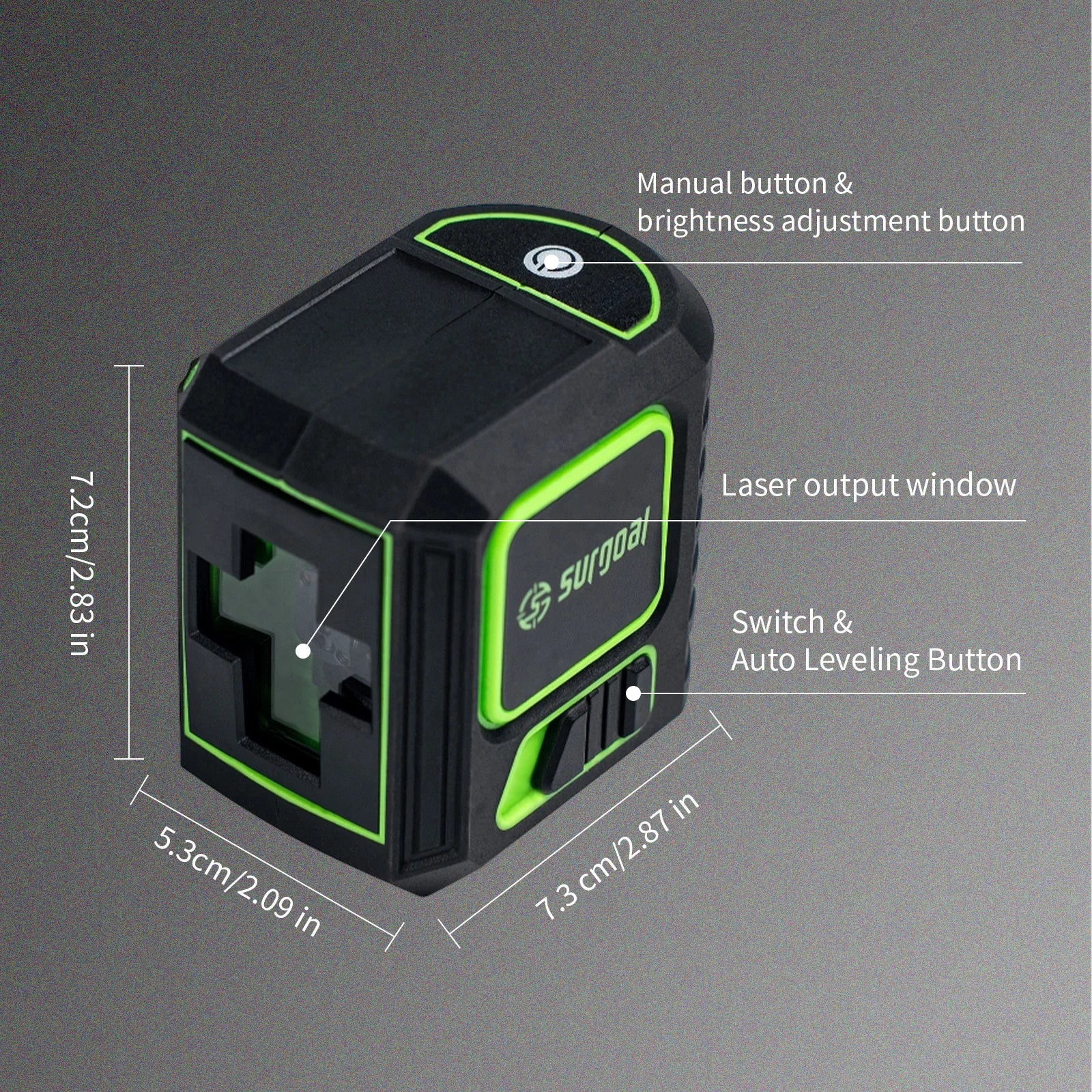 Self-leveling Mode Pendulum Locked Precision 2mm/5m Level Laser Vertical & Horizontal Laser Green 2 Line Laser Level