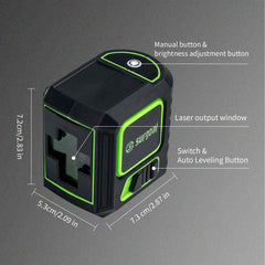 Self-leveling Mode Pendulum Locked Precision 2mm/5m Level Laser Vertical & Horizontal Laser Green 2 Line Laser Level