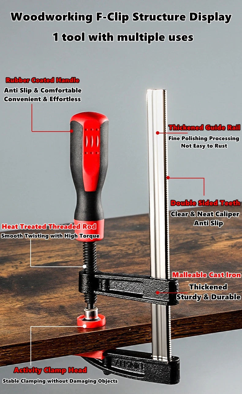 Heavy Duty F Clamp Quick Grip Bar Clamp Quick Release Woodworking Metal Fixing Clamp High Strength Carpentry Clamps Hand Tools