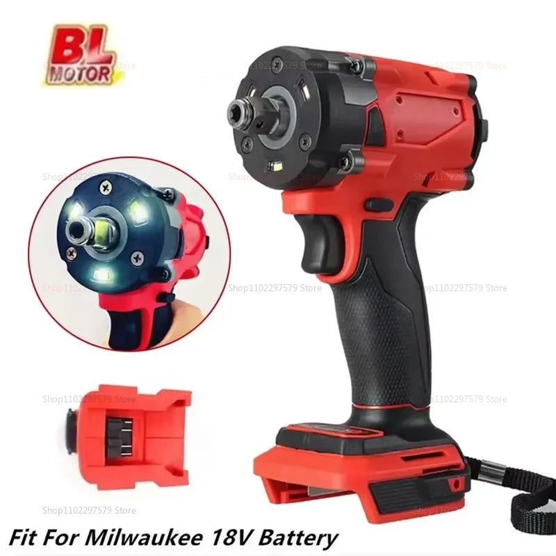 Wireless Brushless Electric Wrench 18V Impact Driver for Truck Car Repair Rechargeable Power Tool No Battery Included