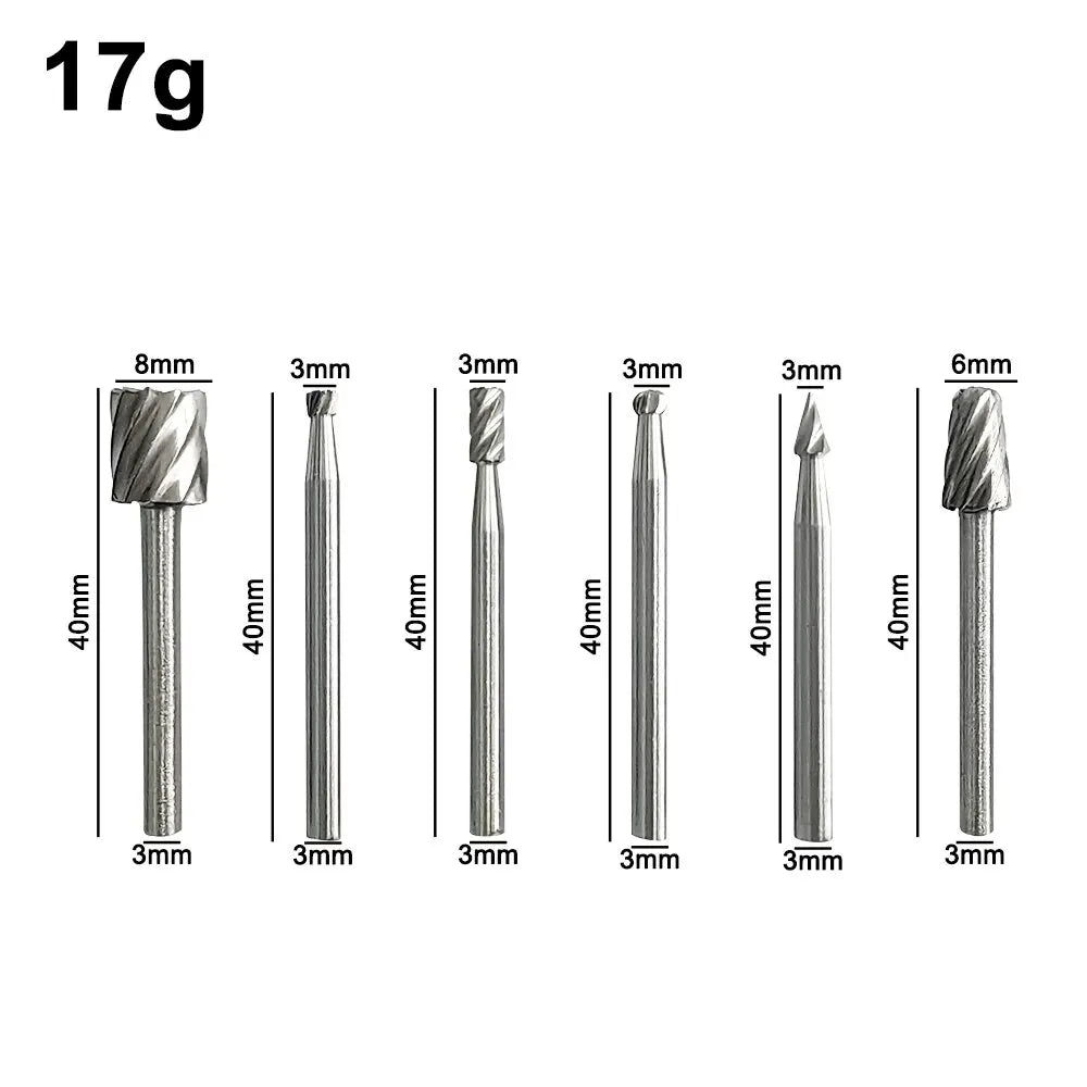 6pc High-speed Steel Woodworking Small Rotary File Grinding Head DIY Carpenter Polishing and Trimming Electric Tool Set