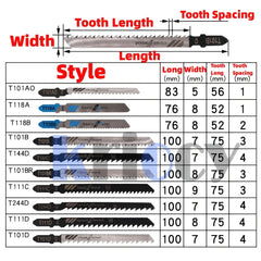 10 Piece Jigsaw Blade Set for Wood and Metal, Accessories for Jigsaw with T-shank Holder Electric Saw Blades Jig Saw Blade