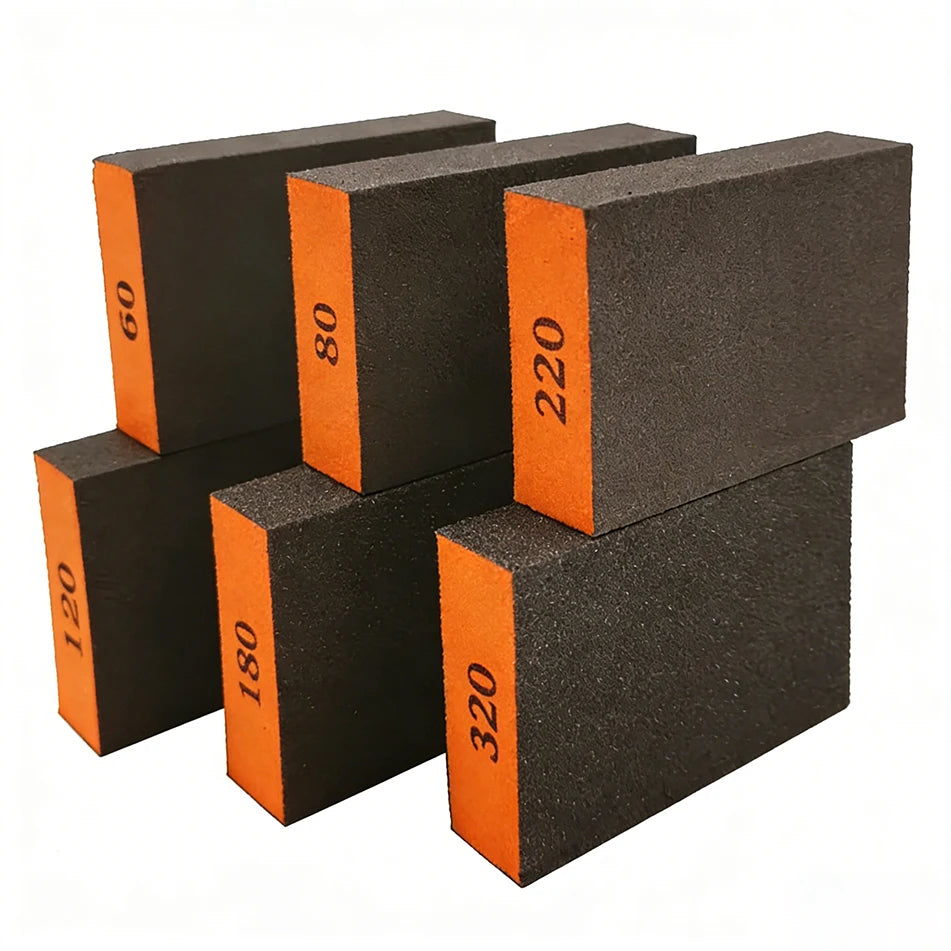 6pcs/set(60 80 120 180 220 320)Coarse Medium Fine Grit Sanding Block Sander Sponges for Wood Drywall Metal Sandpaper Sponge