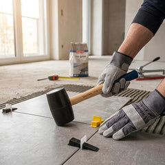 16/24/32oz Rubber Mallet, Wood Handle,Non-marring Soft Head,Heavy Duty Hammer for Tile Flooring Installation,Laying,Construction