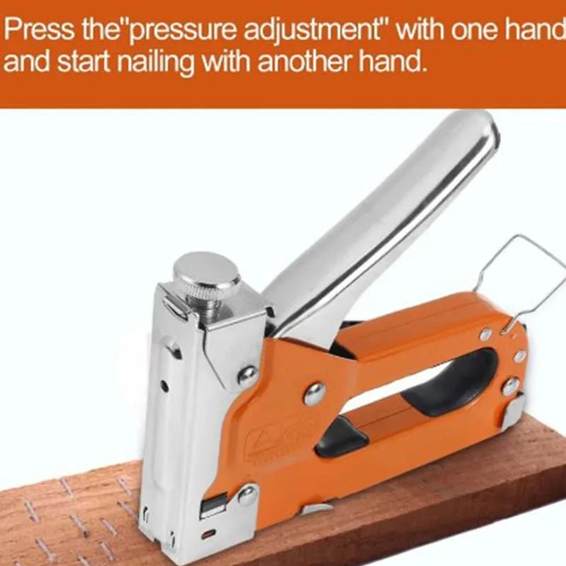 Heavy Duty 3-in-1 Manual Staple Gun Brad Nailer Alloy Steel for Upholstery Wood Easy to Use Tool