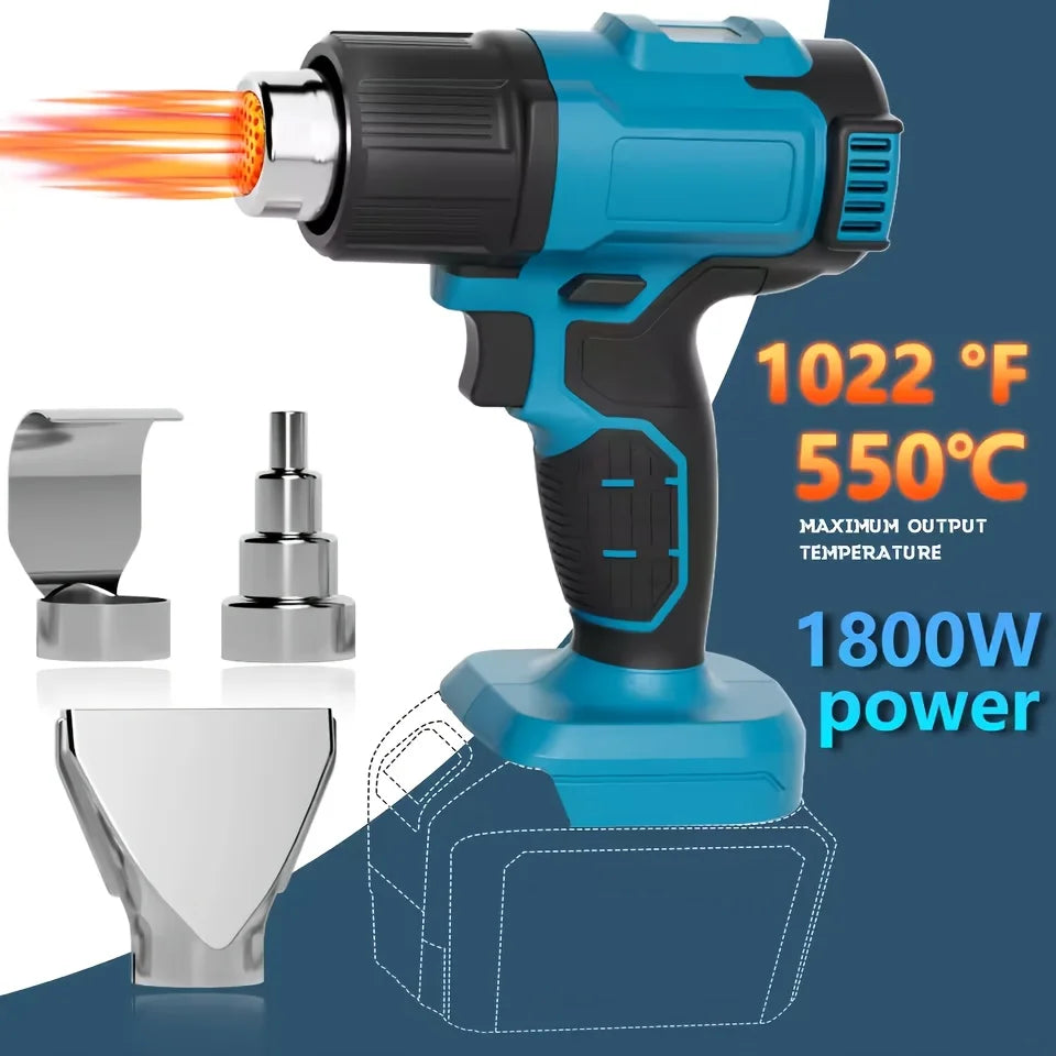 Cordless Heat Gun, 550℃ High Temperature Portable Electric Hot Air Gun (Bare Machine)
