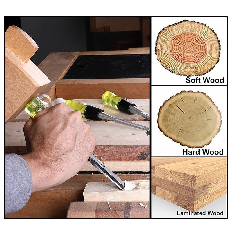 Woodworking Chisel Set Wood Carving Cutting Tools Professional Carpenter DIY Woodcut Flat Chisel Hand Kit Knife Manual Tools