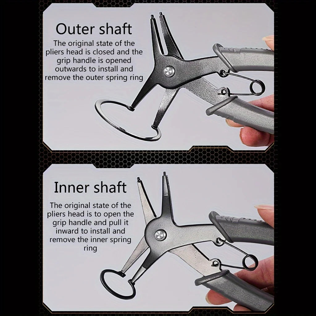 Snap Ring Pliers Dual Purpose Circlip Pliers Removing Reassembling Tool for Internal and External Snap Ring Black