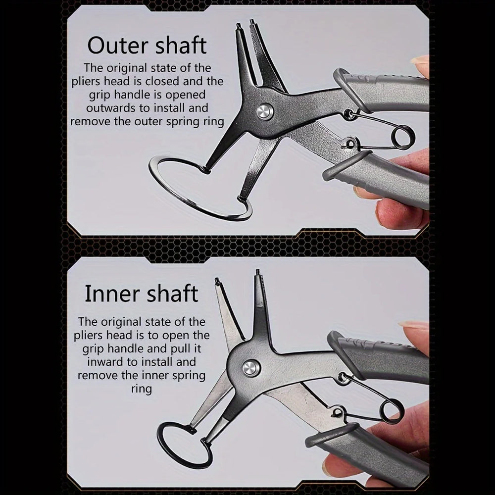 Snap Ring Pliers Dual Purpose Circlip Pliers Removing Reassembling Tool for Internal and External Snap Ring Black