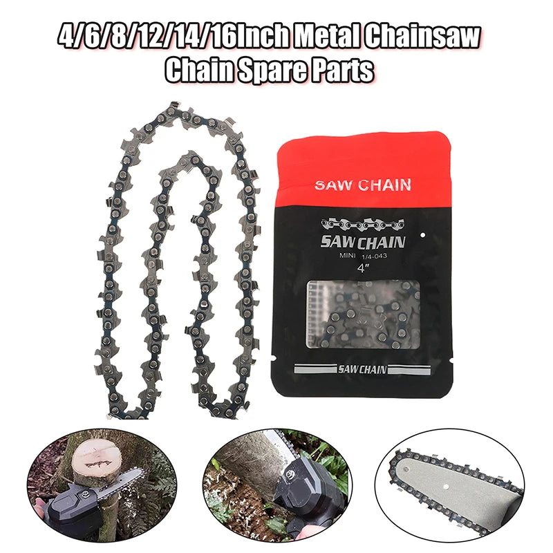 Heavy duty chainsaw saw chain, 4/6/8/12/14/16 inch sharp metal link, replacement parts for household electric saw cutting