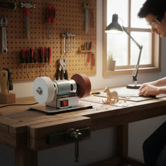 Mini Electric Bench Grinder Multi-Functional Mini Bench Grinder Desktop Grinding Machine Space-Saving Size for Hobbyists