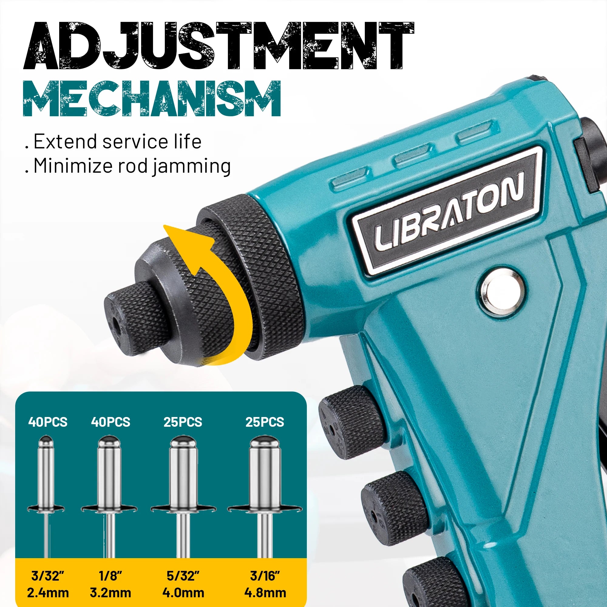 LIBRATON 140pcs Heavy-Duty Rivet Gun Professional Pop Rivet Gun Set Manual Riveting Tool for Metal, Wood and Plastic