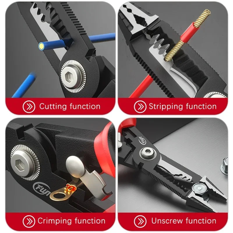 Multi-Functional Electrician Wire Stripper - 5-in-1 Tool for Stripping, Cutting, Holding, Crimping and Wire Breaking