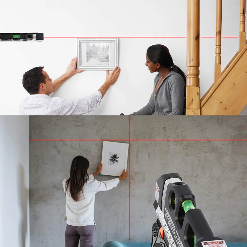 Laser Level Line Tool and Tripod Multipurpose Laser Level Kit Standard Cross Line Laser Leveler 8 Feet Measure Tape Ruler