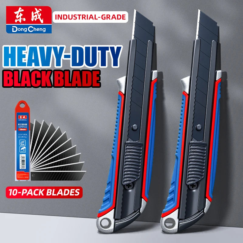 Heavy Duty Utility Knife SK5 Black Blade Box Cutter 18mm Aluminum Alloy Handle Professional Cutting Tool for Paper Cardboard DIY