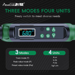 Digital Torque Wrench with Interchangeable Heads Precision Adjustable 5-99.6ft.lb(6.8-135Nm) Ratchet & Open-End Heads Profession