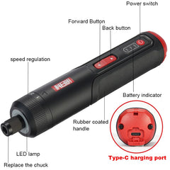 Cordless Electric Screwdriver Set Power Tools Drill Smart 4V Adjustable 8-Speed Large Torque USB Rechargeable Set Home Repair
