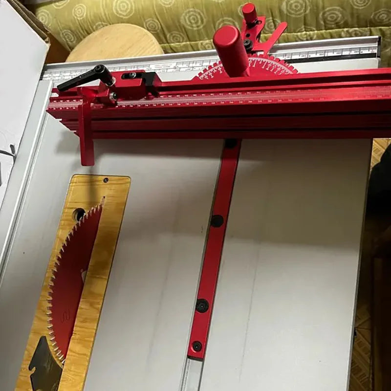 Table Saw Miter Gauge Miter Bar for 3/4 x 3/8 Inches, with Adjustable Flip Stop and Fence For Woodworking Crosscut, Miter Cut