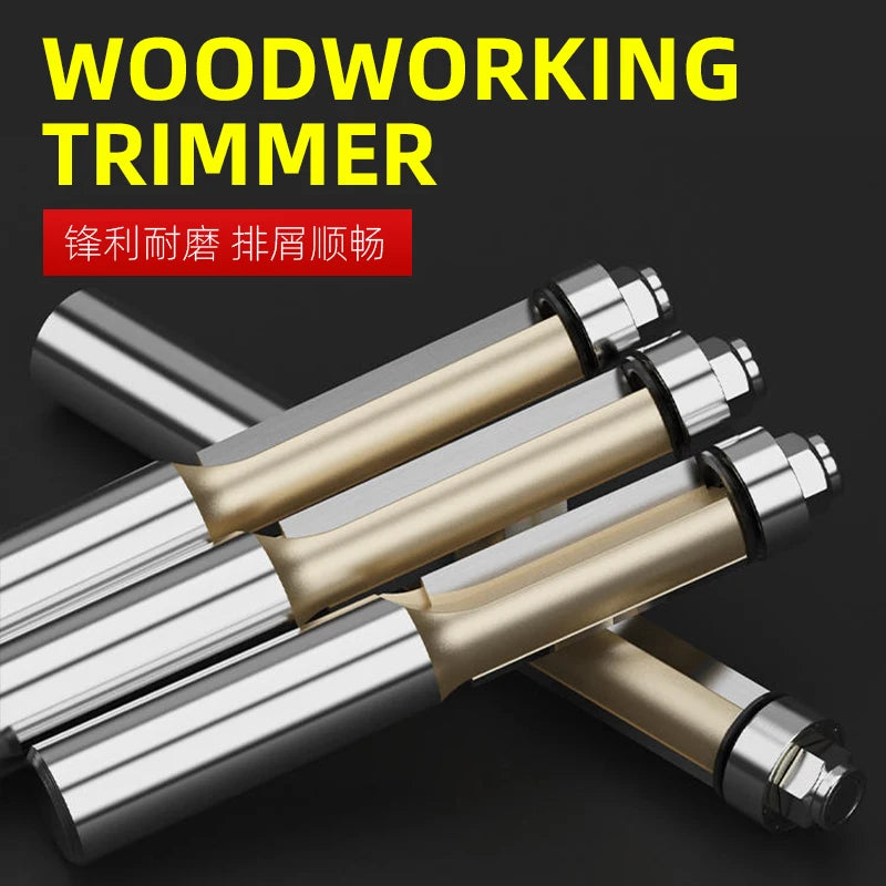 HUHAO Wood Router Bits Flush Trim Bit Top Bearing Carbide Milling Cutter Trimming Cutters Woodworking Tool Shank 1/2" 1/4 "