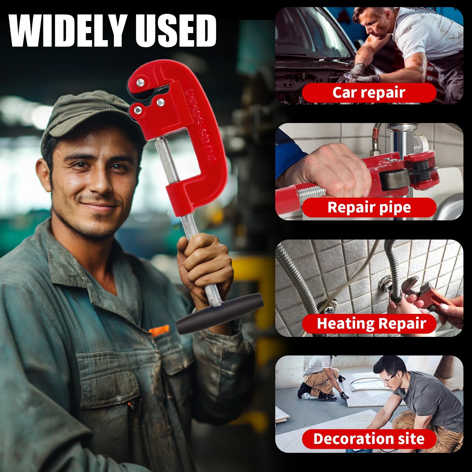 Pipe Cutter Tool Metal Tube Cutter Heavy Duty Tubing Cutting Tool with Blade Precise Plumber Iron Pipe Cutting Tool Galvanized