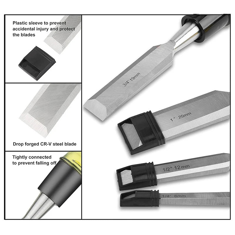 Woodworking Chisel Set Wood Carving Cutting Tools Professional Carpenter DIY Woodcut Flat Chisel Hand Kit Knife Manual Tools