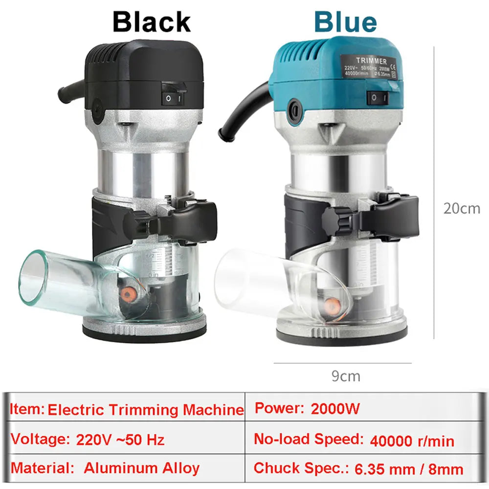 Wood Router 800W/2000W Electric Trimmer Woodworking Milling Machine Electric Hand Trimmer Wood Edge Router Tool Home Diy