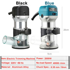 Wood Router 800W/2000W Electric Trimmer Woodworking Milling Machine Electric Hand Trimmer Wood Edge Router Tool Home Diy