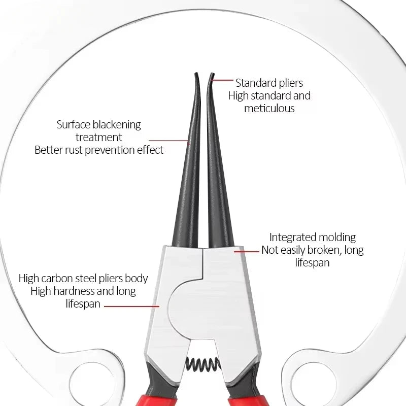 5-In Circlip Pliers,，Retaining Ring Pliersfor Removing Installing Puller Locking Rings ShaftsNeedle nose Pliers