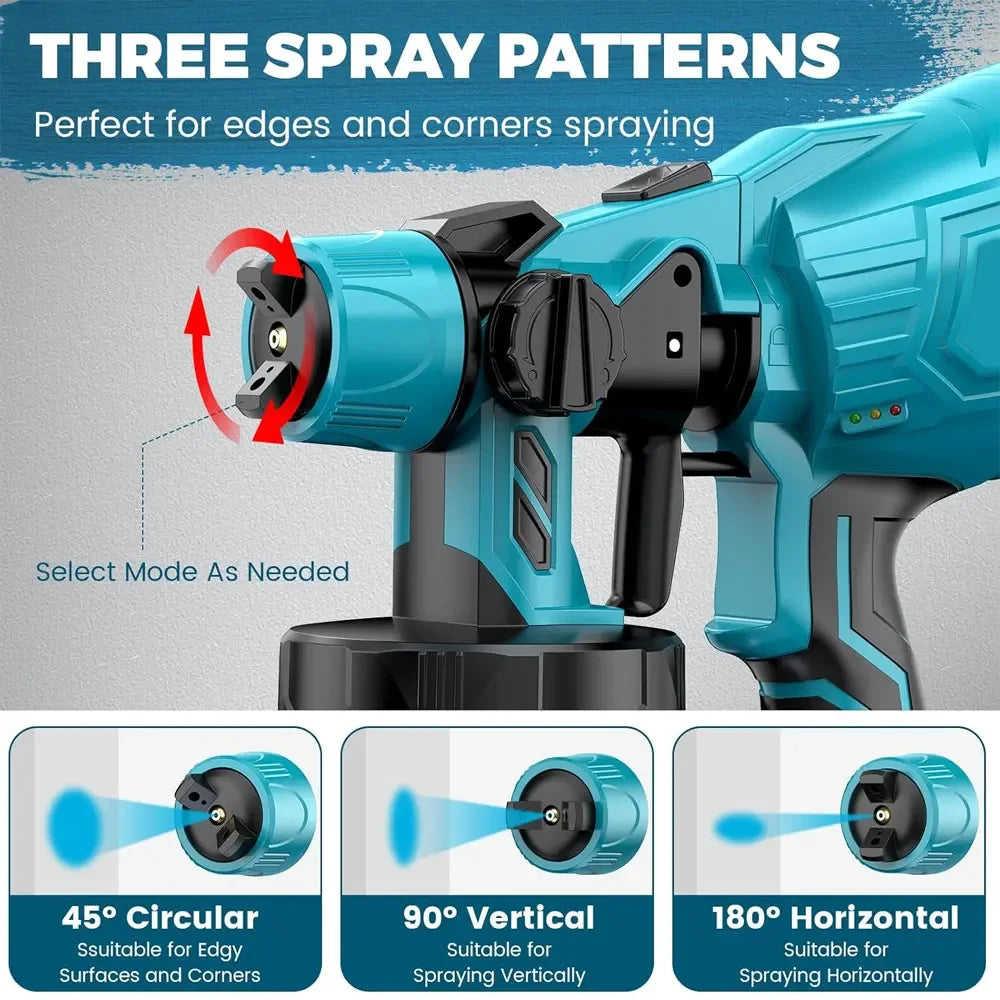 600ML Cordless Electric Paint Sprayer, 3 Spray Patterns, Adjustable Flow, for Fences, Walls, Furniture