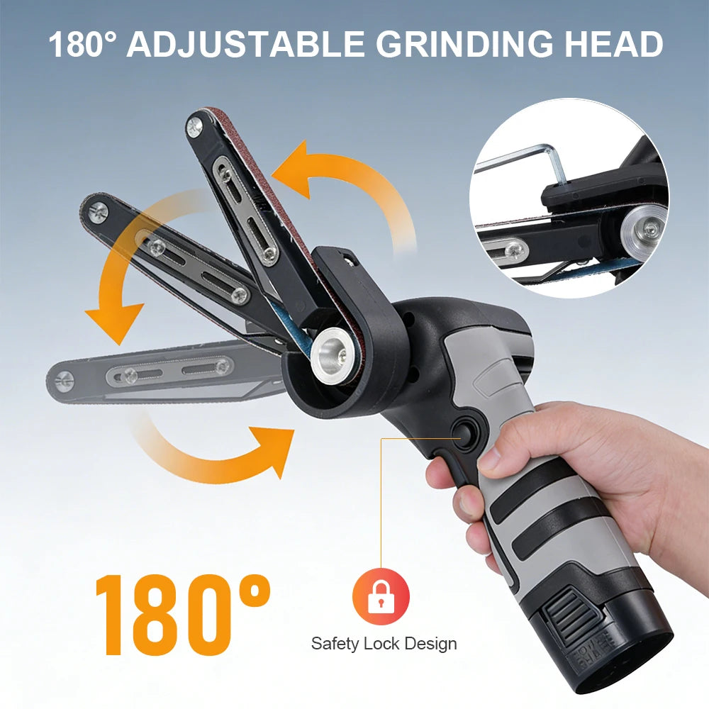 Portable Handheld Mini Polisher Cordless Belt Sander Angle Grinder for DIY Projects, Car Detailing & Household Repairs