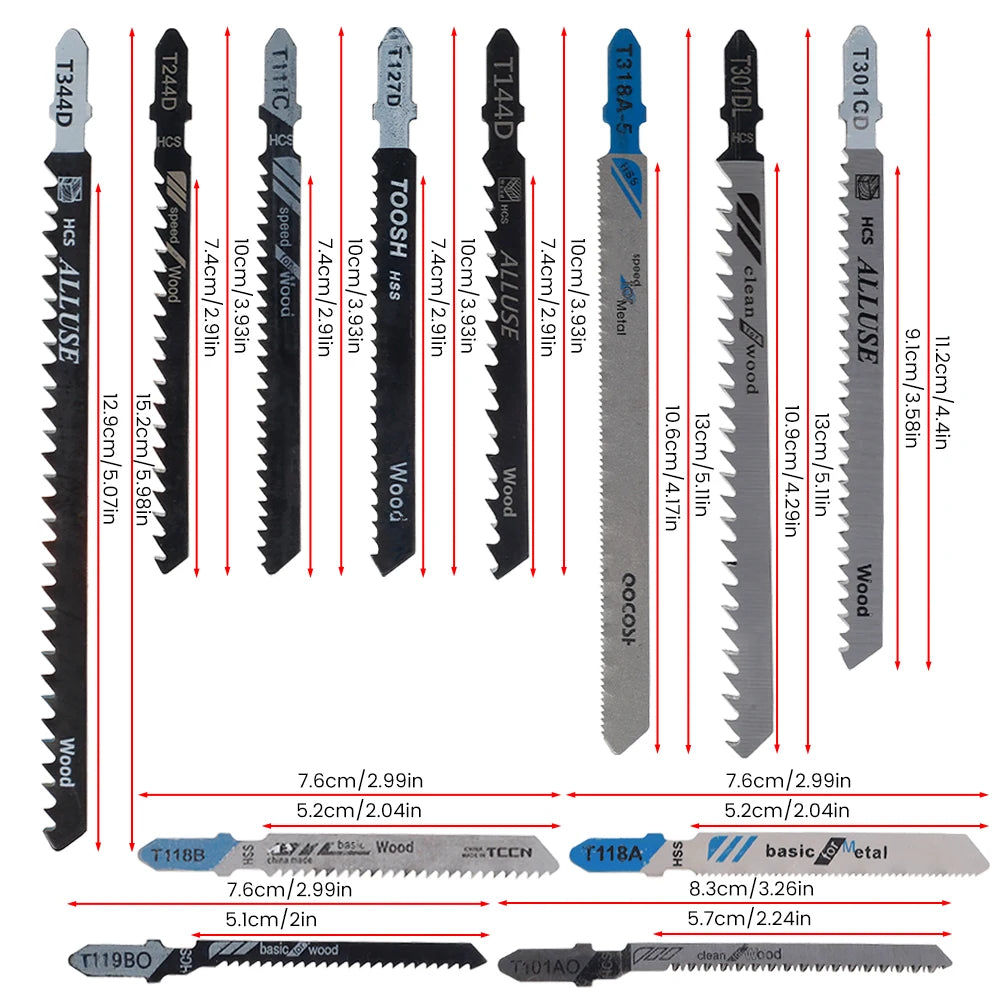 48Pcs Jigsaw Blades Set T-Shank High Carbon Steel Jig Saw Blades for Wood Plastic Metal Cutting Blade for DEWALT/Bosch/Metabo