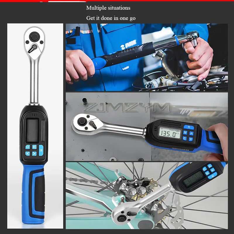 Accurate to ±2% Digital Torque Wrench 6.8-135N.m Electronic Preset Torque Ratchet Wrench With Buzzer LED Flash Notification