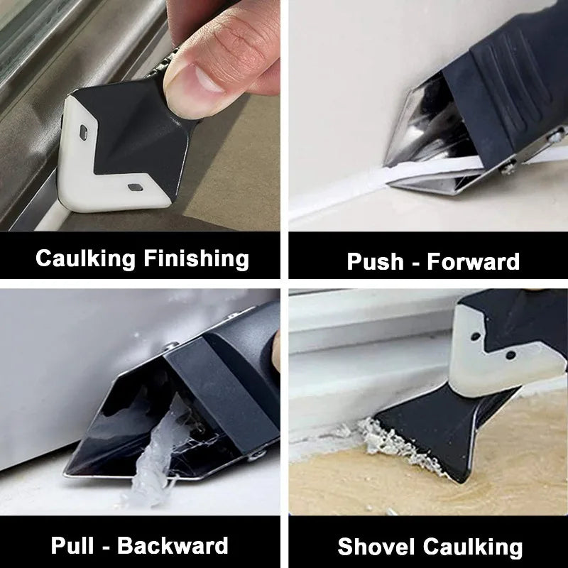 Caulking Tool Set Manual Sealant Applicator with Metal and Silicone Heads- for Precision Finishing, Durable Plastic Construction