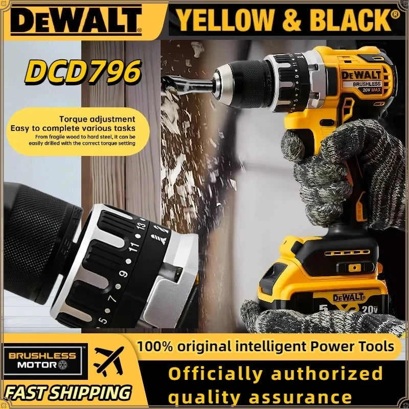 Dewalt DCD796 Cordless Impact Drill 2000RPM  Brushless Electric Drill Multifunctional Electric Screwdriver Electric Tool