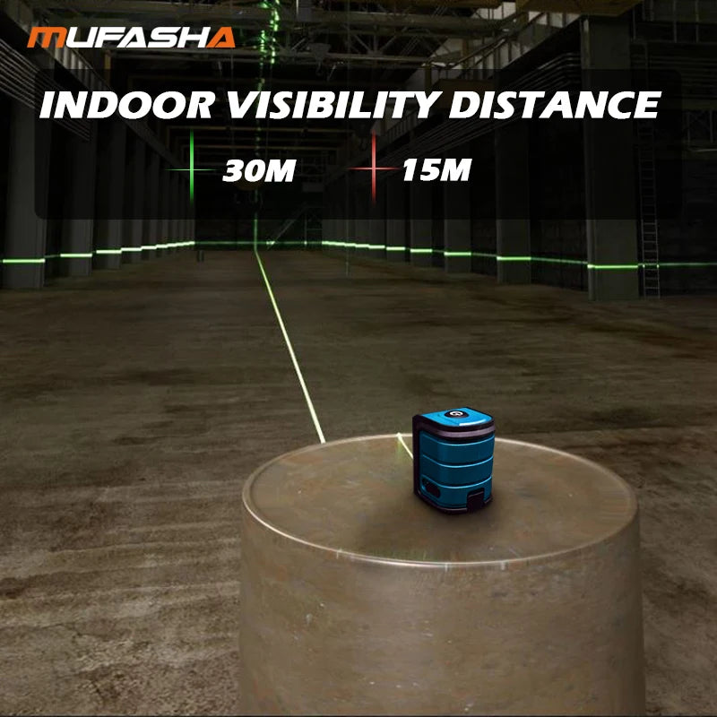 Laser level 2-line Green Laser, Self-leveling, can be operated with one hand, ideal for indoor DIY renovation