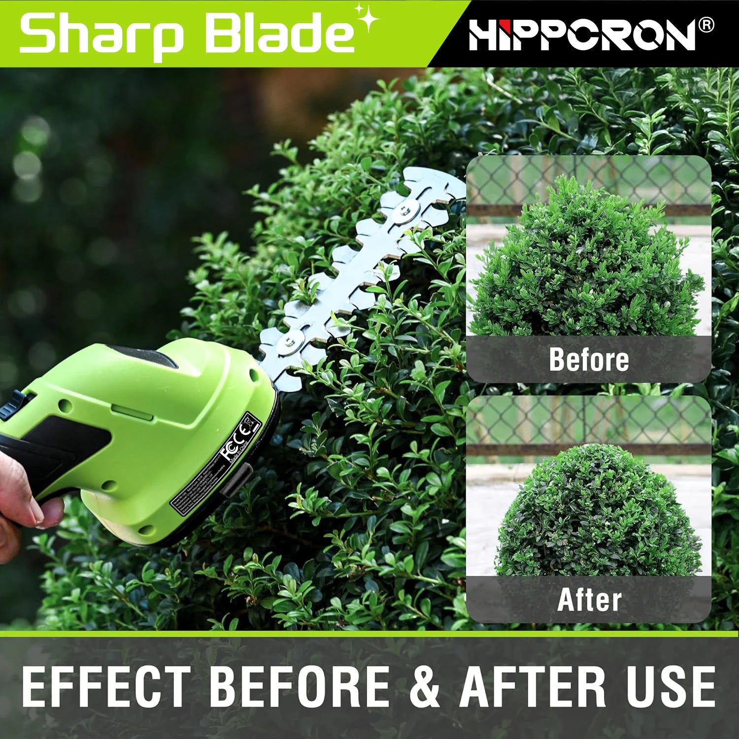 Hippcron 2-in-1 Handheld Electric Hedge Trimmer Small household lawn mower Lightweight Shrub Trimmer Green Garden Bush Trimmer