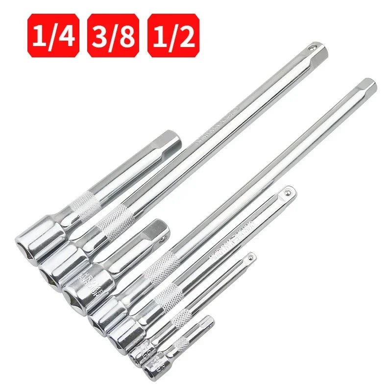 Socket Ratchet Wrench Extension Bar 1/4" 3/8" 1/2" 50/100/150/250mm Ratchet Wrench Socket Extender Hand Adjustment Hand Tools