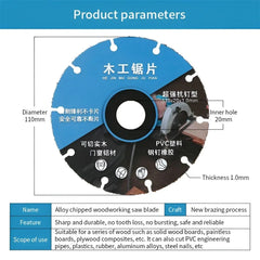 110*20mm Brazed Circular Saw Blade Multipurpose Woodworking Cutting Blade Angle Grinder Cutting Machine Electric Saw Disc Cutter