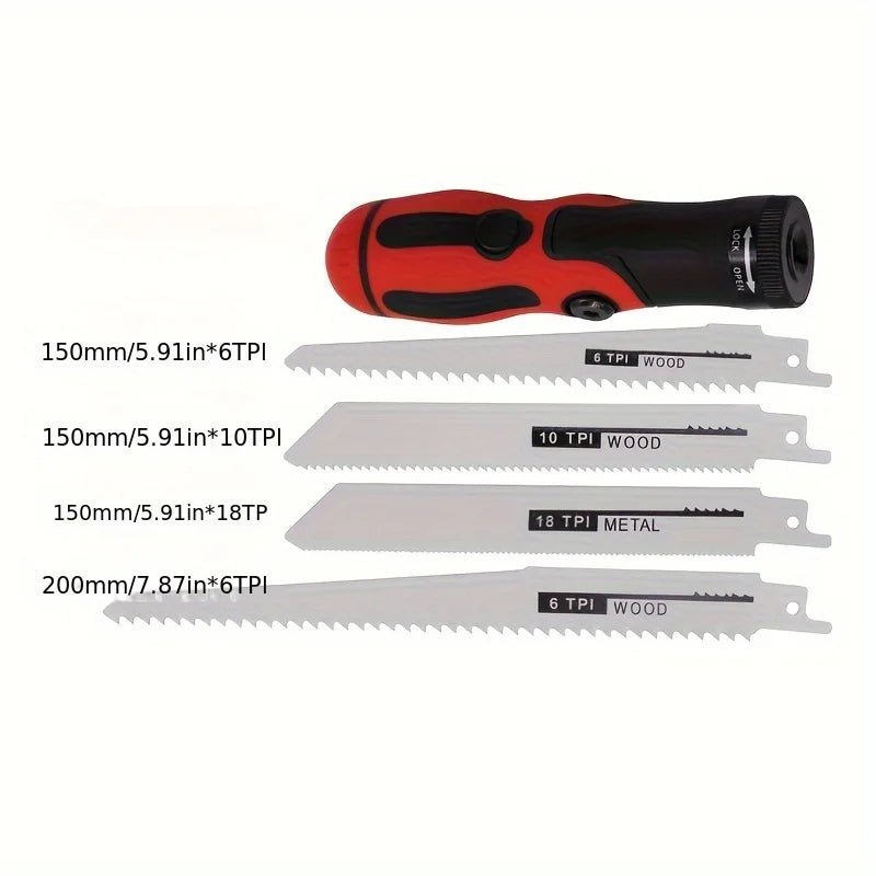 Reciprocating Saw Handle, Hacksaw Blade for Wood, Metal & PVC Pipe Cutting – Compact Hand Saw for DIY & Craft Projects