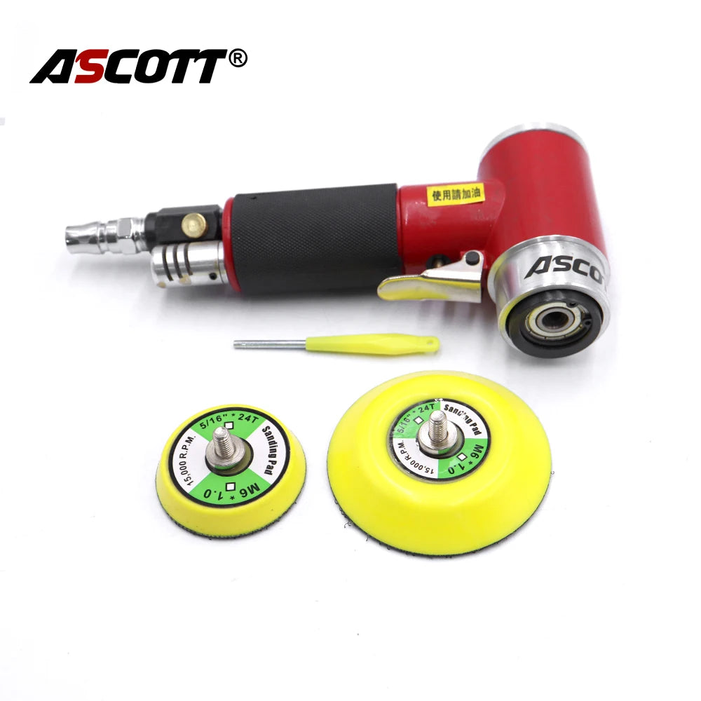 ASCOTT Random Orbit 2/3" Air Sander Mini Pneumatic Polishing Machine for Car Polishing High Speed Air Powered Orbital Polisher