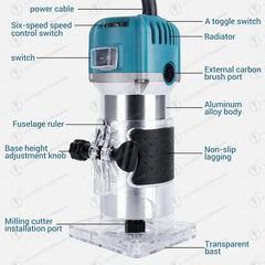 Wood Router+15PCS 1/4" Router Bit Set RouterTool 800W Wood Routers for Woodworking Tool,30000R/MIN Compact Edge Trimme