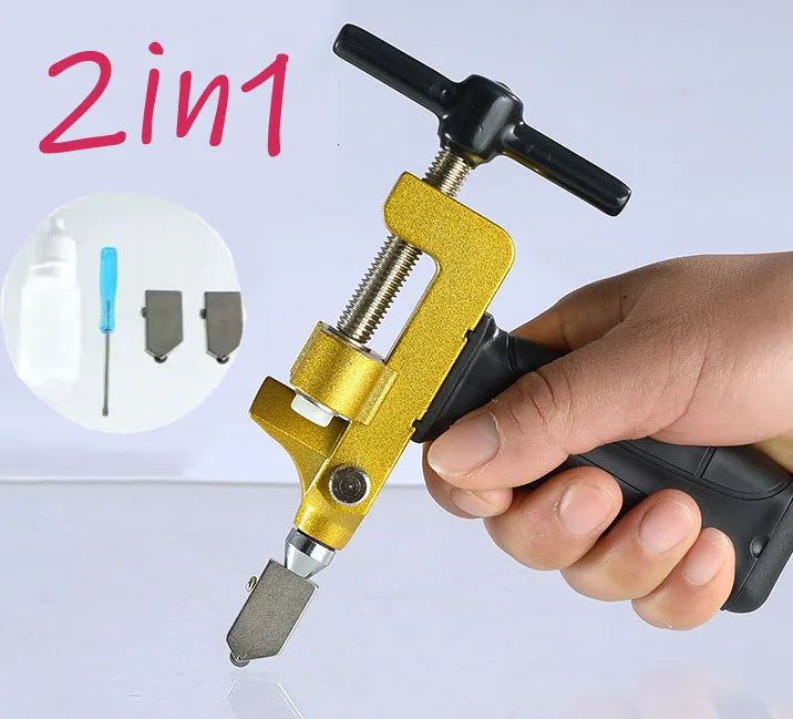 2 in 1 Glass Ceramic Tile Cutter with Knife Wheel Diamond Glass Cutter Breaking Pliers Manual Tile Glass Cutting Tool Hand Tools