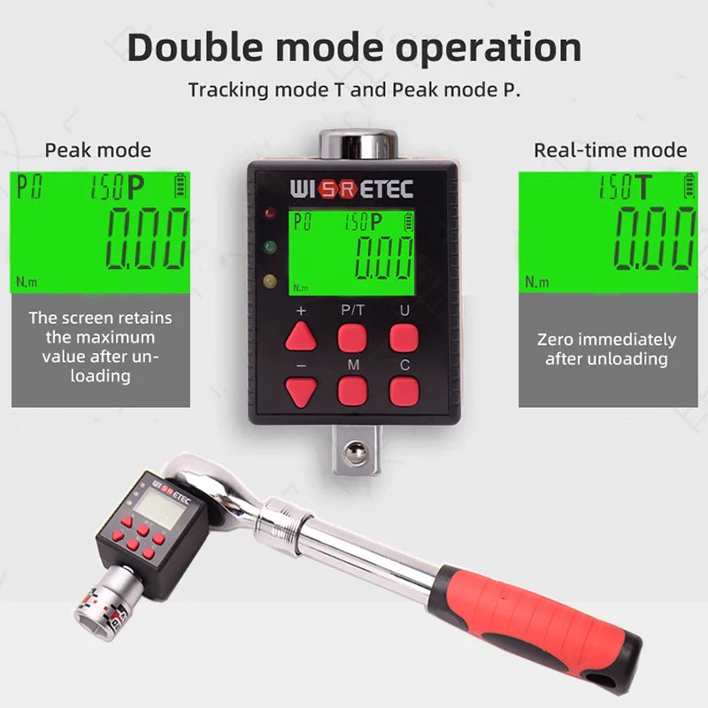 High Precision Digital Torque Meter 0.1-340 N.m Adjustable Torque Meter Adapter Professional Electronic Torque Ratchet Wrench