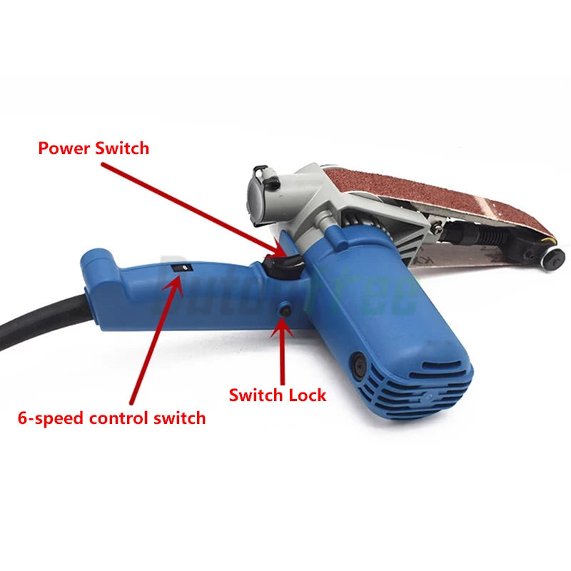220V 550W High Power Electric Belt Sander 30*533mm Buffing Sanders Woodworking 6 Speed Portable Belt Sanding Machine