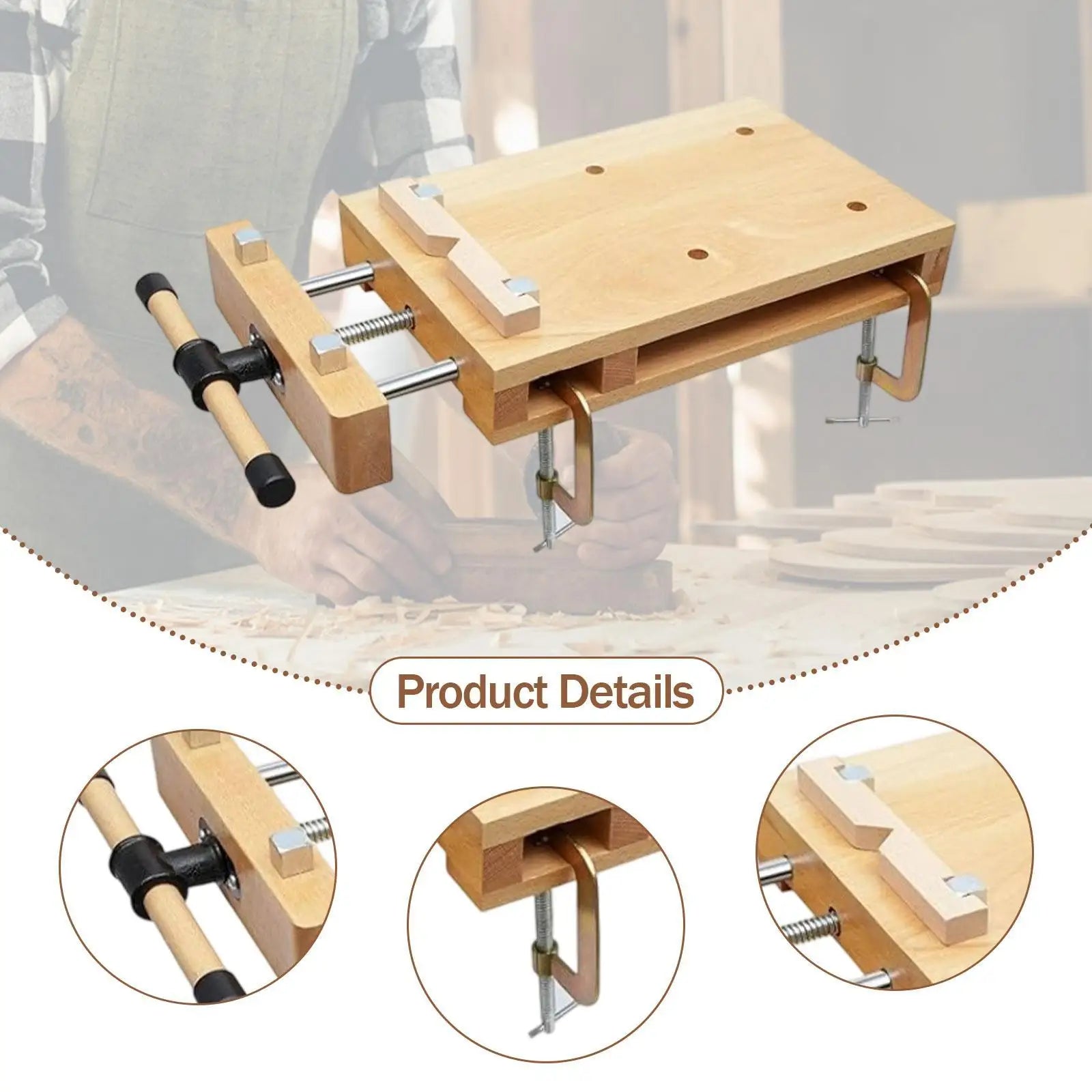 Hard Wood Vise Compact Work Table Multifunction Carpentry Clamp for Woodworkers and Enthusiasts